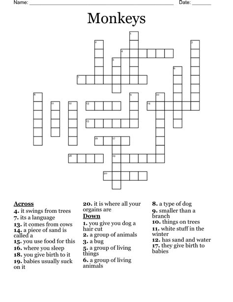 monkey crossword